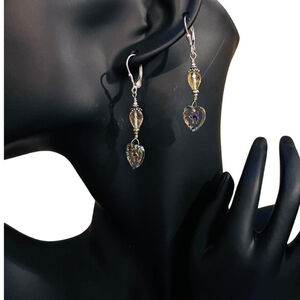 Rainbow Gem cat dangle earrings